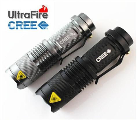 Hot sale, MINI ZOOMABLE 7W CREE Q5 LED 300 Lumen 3 mode 1X AA 14500 Flashlight Torch Zoom Lamp Light 68(Silver or Black)